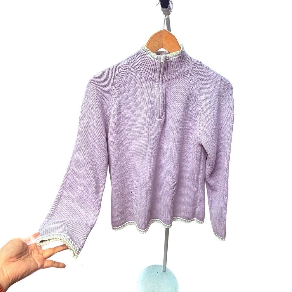 Y2K Lavender Quarter Zip Sweater XL Vintage Mock Neck Pastel Comfy Outdoors